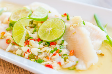 Steamed basa fish