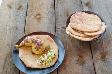 Grilled chicken with naan