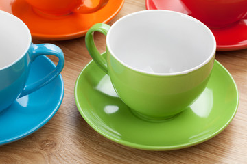 Empty colorful coffee cups