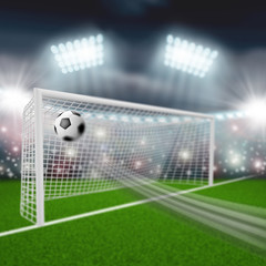 Fototapeta premium soccer ball flies into the goal