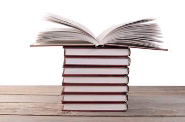 Pile of books isolated on white