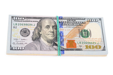 Hundred  dollars isolated on white background
