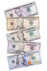 Dollar banknotes  isolated on white background