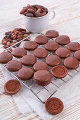 chocolate macarons with cardamom
