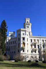 Fototapeta na wymiar Facade of castle at Hluboka nad Vltavou town