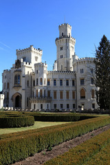 Fototapeta na wymiar Landscape of castle at Hluboka nad Vltavou town