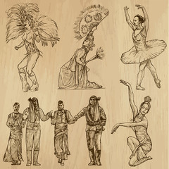 Dancers no. 3- hand drawn collection, vector
