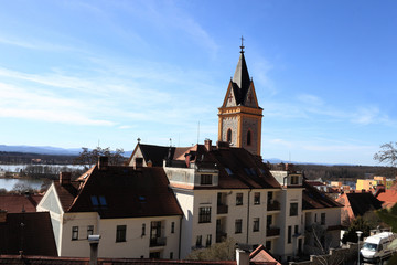 Fototapeta na wymiar Tower of church Saint Jan Nepomuk