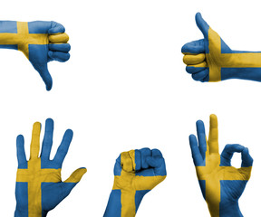 Hand set with the flag of Sweden
