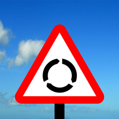 Warning triangle roundabout road traffic sign