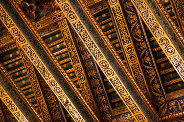 closeup gold painted roof of cathedral Santa Maria Nuova of Monr - 65976799