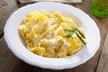 Fettuccine Alfredo with Parmesan cheese