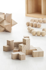 wooden blocks and logic games