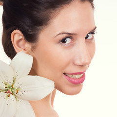 Fototapeta premium Beautiful young woman with healthy skin face
