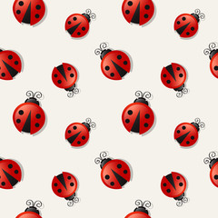 Seamless background with ladybugs. Vector illustration.