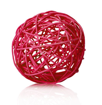 Red Ball Of Yarn On The White Background