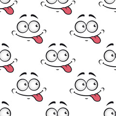 Cartoon face licking its lips seamless pattern