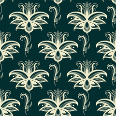 Persian paisley floral seamless pattern