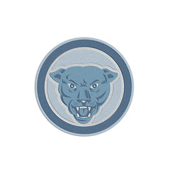 Metallic Black Cat Panther Growl Head Circle