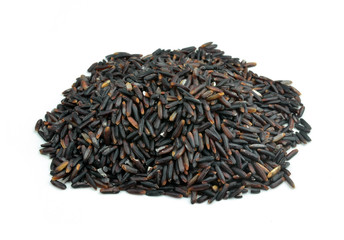 Close-up of a heap of wild rice on white background