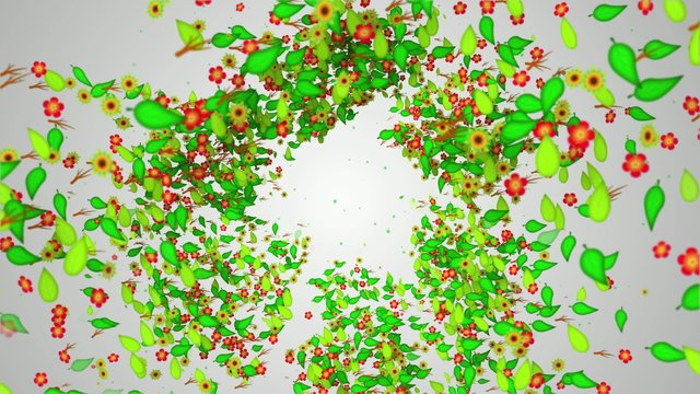 Recycle Symbol  Green leaves particles butterfly