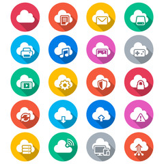 Cloud computing flat color icons