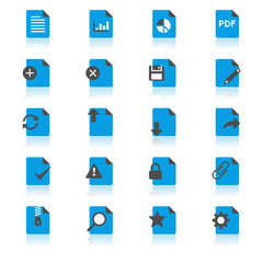 Document flat with reflection icons