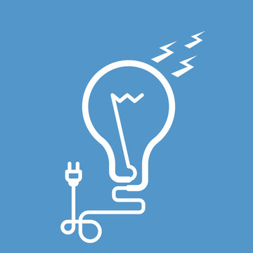 Symbolic light bulb with cord and electric plug