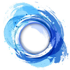 Blue. Circle abstract vector background. Artistic brush strokes