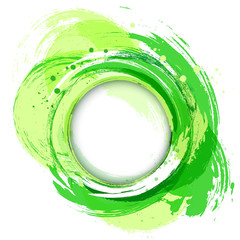 Green. Circle abstract vector background. Artistic brush strokes