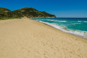 Sandy beach of South coast in Sardinia Island, Italy