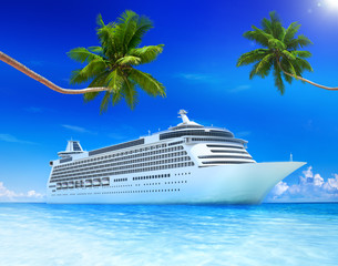 Cruise ocean with palm tree
