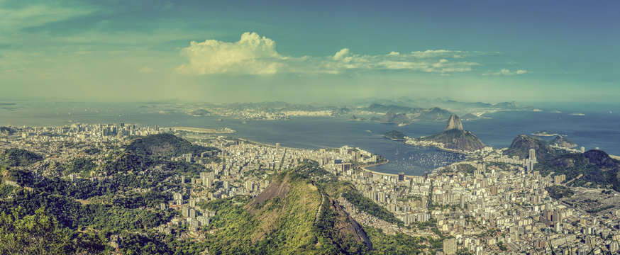 Rio de Janeiro vintage panorama, Brazil
