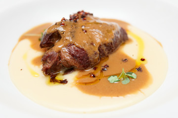 Stewed veal with potato mash
