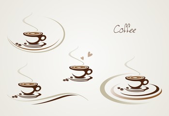hot coffee , cafeteria , icon, business logo design