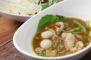 pork noodle with soup in thailand