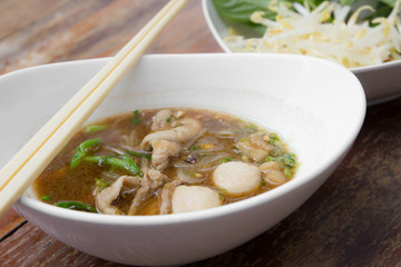 pork noodle with soup in thailand