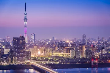 Poster Tokyo, Japan Skyline bij Tokyo Skytree © SeanPavonePhoto