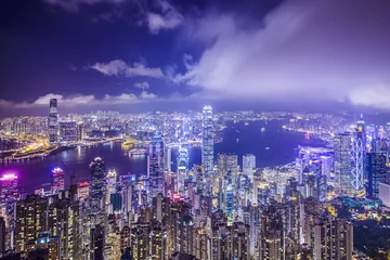 Stoff pro Meter Skyline von Hongkong, China © SeanPavonePhoto