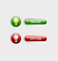 Online and offline buttons