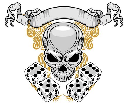skull with dice