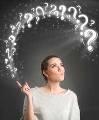 thinking woman questions symbol