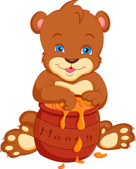 bear cartoon  with honey