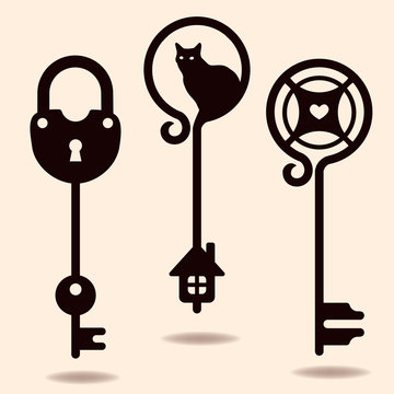 Unique silhouettes of keys