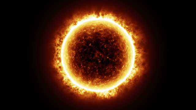 HD - Sun surface with solar flares. 3D animation