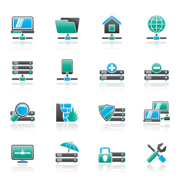 server, hosting and internet icons - vector icon set