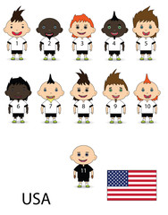 USA football team on a white background. Raster