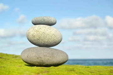Zen stones with sea background