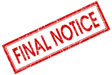 Final notice red square grunge stamp