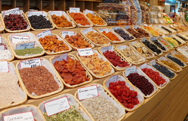 Dried fruits on street market